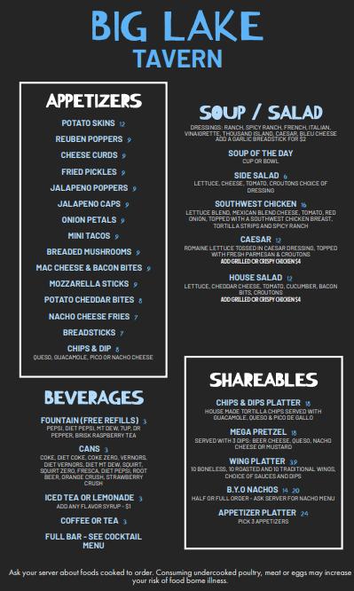 Big Lake Tavern Menu image 1